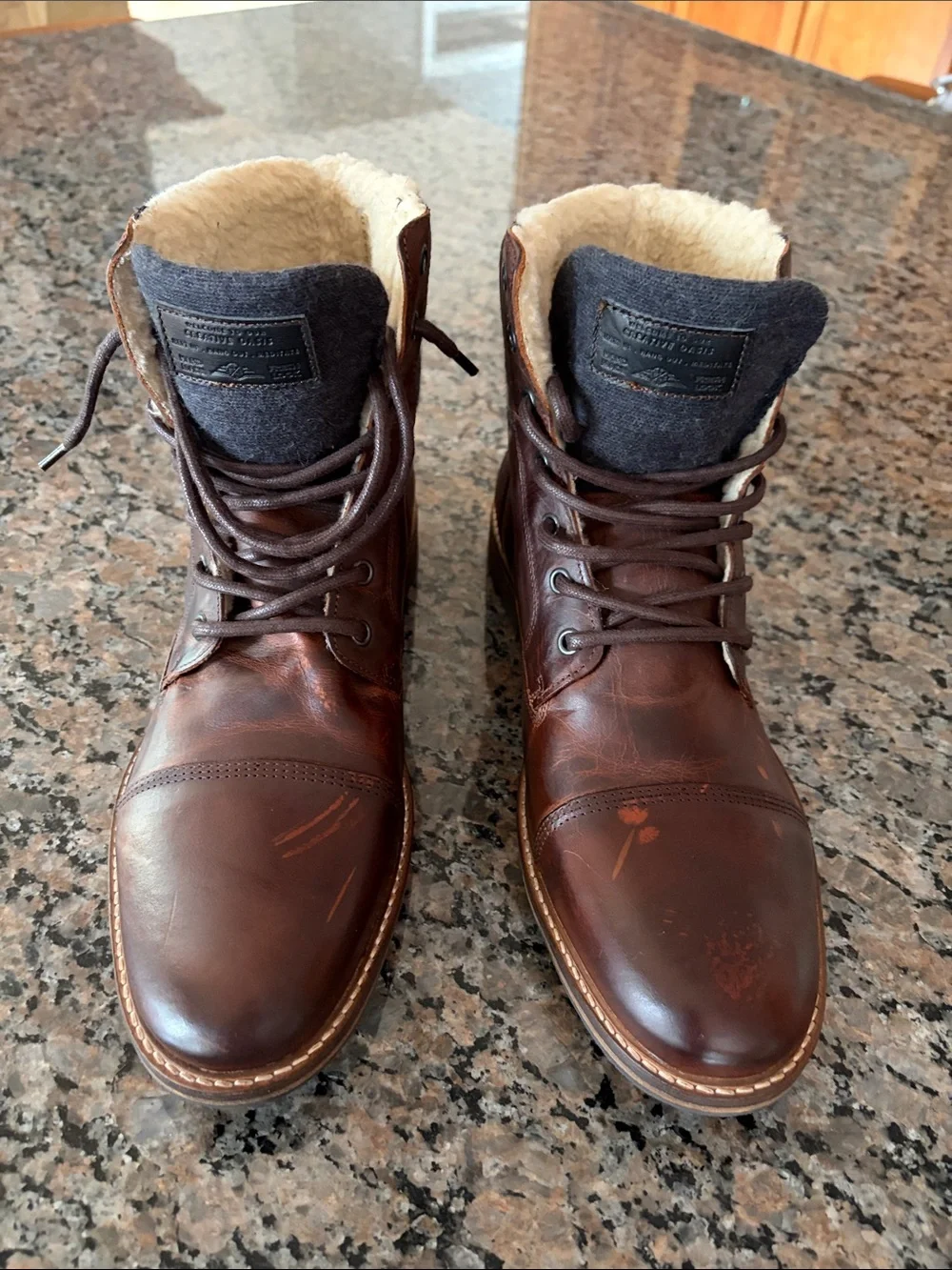 Bull boxer Leather Cap Toe Lace up Men's Brown Boots Size 13 Like New